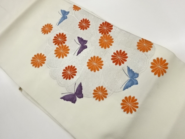 JAPANESE KIMONO / CHRYSANTHEMUM / BUTTERFLY PATTERN WOVEN- NAGOYA OBI